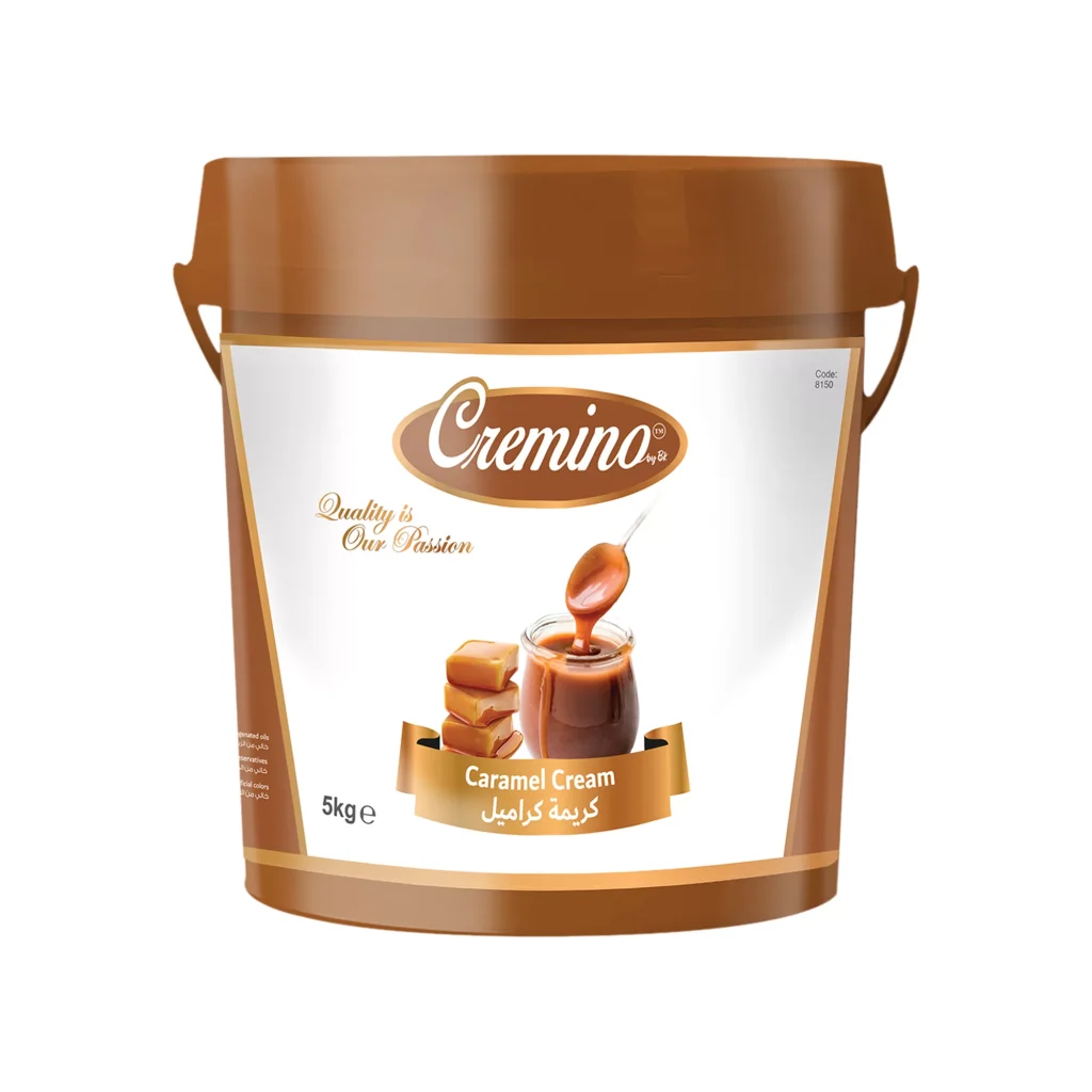 Cremino Caramel Cream filling has a rich Caramel flavour and perfect fluidity for filling confectionery. Add a creamy and delicious Caramel cream flavour to your creations! Ideal use for desserts, Ganache/Filling | Coating/Glazing | Ice Cream/Gelato. Ingredients: Glucose Syrup, Sugar, Sweetened Condensed Milk Whole Cow Milk Powder, Vegetable Emulsifier, Vanilla. Pack Size: 5KG